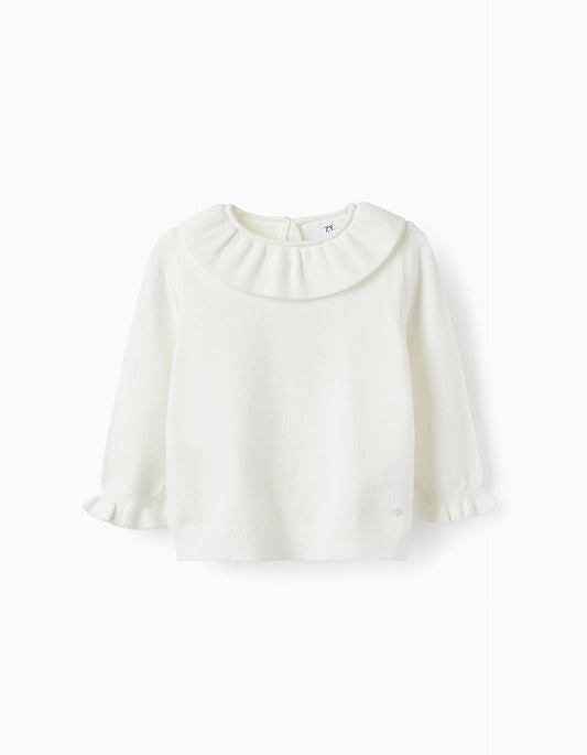 Zippy Knit Sweater White