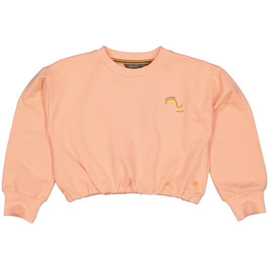 Quapi Bernice Cropped Sweater Salmon